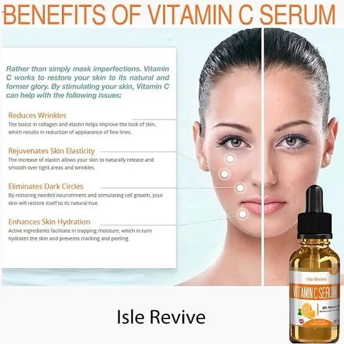 Deze foto geeft een beeld wat de voordelen van het gebruik van vitamine c serum zijn voor de huid.