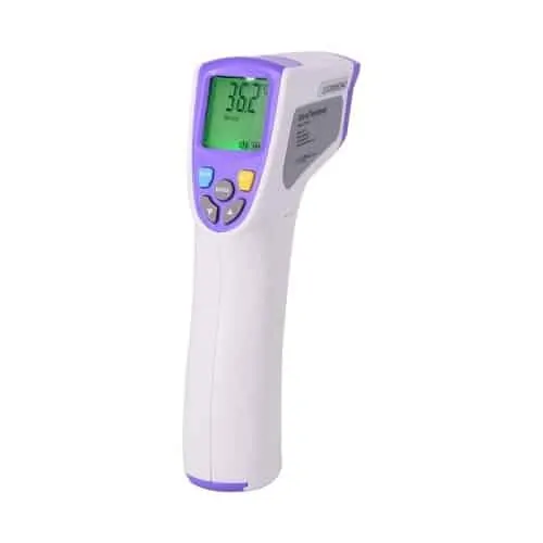 Hier wordt een infrarood thermometer afgebeeld. Een non-contact infrarood thermometer. Infrared Thermometer Gun.
