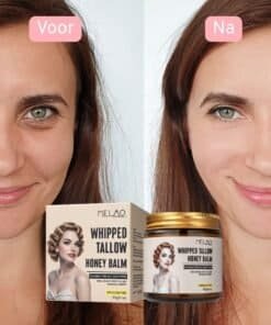 Voor en na gebruik tallow manuka honing creme
