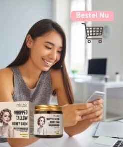tallow creme, een vrouw rekent online af