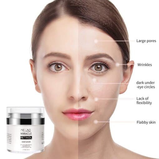 retinol creme met carnosine, hyaluronzuur, vitamine e, gezicht van een vrouw, voordelen retinol creme