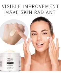retinol creme met carnosine, hyaluronzuur, vitamine e, gezicht van een vrouw