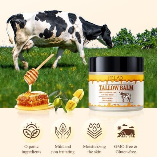 tallow balm met wilde honing 60 gram afbeelding van een grasgevoerde koe